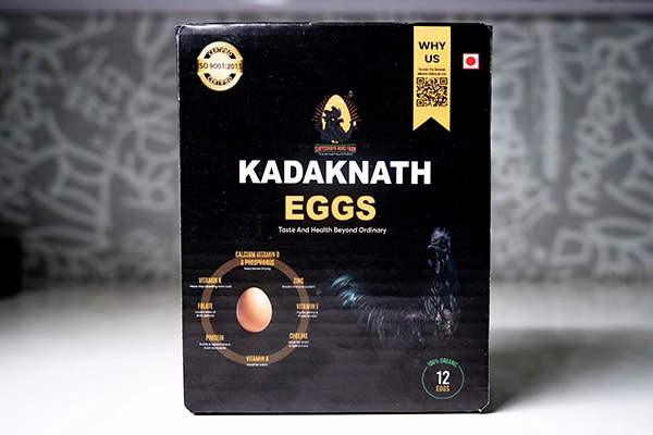 kadaknath eggs - pack of 12 eggs package front